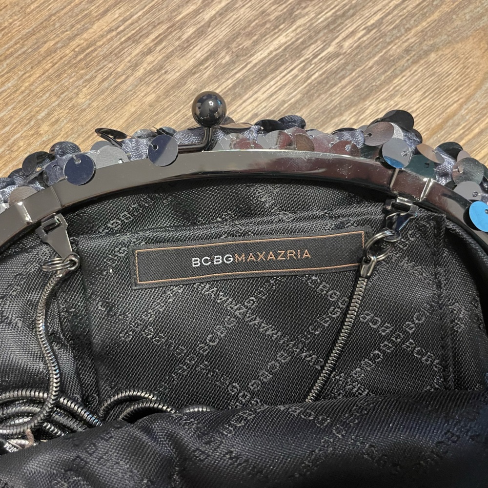 BCBGMaxAzria Black and Silver Sequin Clutch - Picture 7 of 8